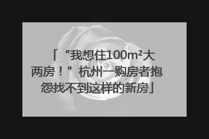 “我想住100m²大两房！”杭州一购房者抱怨找不到这样的新房