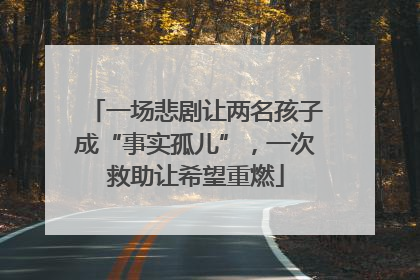 一场悲剧让两名孩子成“事实孤儿”，一次救助让希望重燃