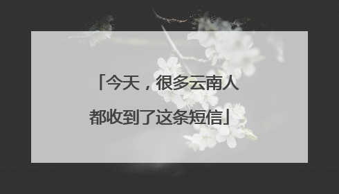 今天，很多云南人都收到了这条短信