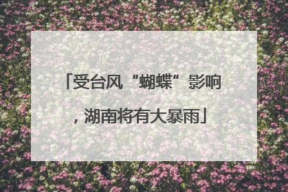 受台风“蝴蝶”影响，湖南将有大暴雨