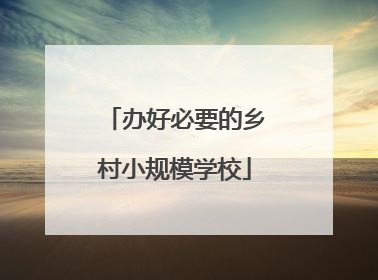 办好必要的乡村小规模学校