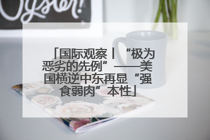 国际观察丨“极为恶劣的先例”——美国横逆中东再显“强食弱肉”本性