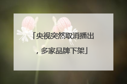 央视突然取消播出，多家品牌下架