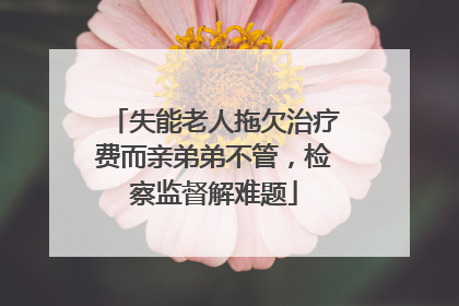 失能老人拖欠治疗费而亲弟弟不管，检察监督解难题