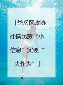 岱岳区政协社情民意“小信息”实现“大作为”