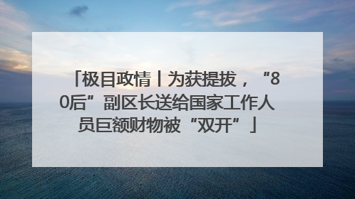 极目政情丨为获提拔，“80后”副区长送给国家工作人员巨额财物被“双开”