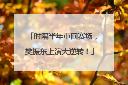 时隔半年重回赛场，樊振东上演大逆转！