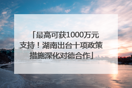 最高可获1000万元支持！湖南出台十项政策措施深化对德合作