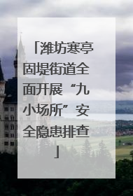潍坊寒亭固堤街道全面开展“九小场所”安全隐患排查