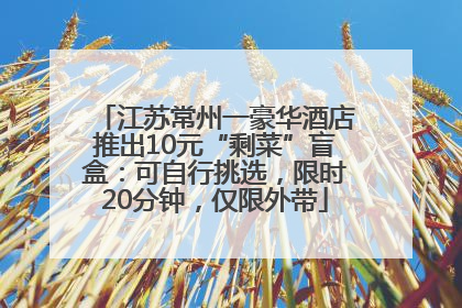 江苏常州一豪华酒店推出10元“剩菜”盲盒：可自行挑选，限时20分钟，仅限外带