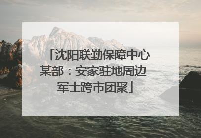 沈阳联勤保障中心某部：安家驻地周边 军士跨市团聚