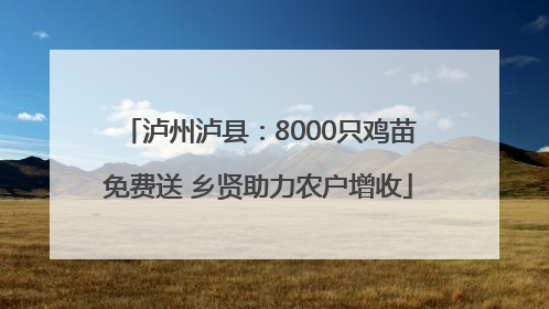 泸州泸县：8000只鸡苗免费送 乡贤助力农户增收