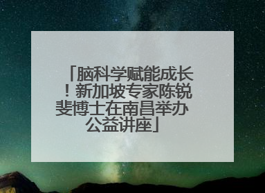 脑科学赋能成长！新加坡专家陈锐斐博士在南昌举办公益讲座