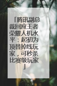 腾讯副总裁回应王者荣耀人机水平：起初为顶替掉线玩家，可秒杀比赛级玩家
