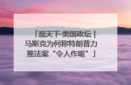 观天下·美国政坛｜马斯克为何称特朗普力推法案“令人作呕”