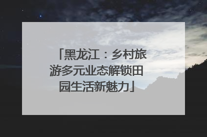 黑龙江：乡村旅游多元业态解锁田园生活新魅力